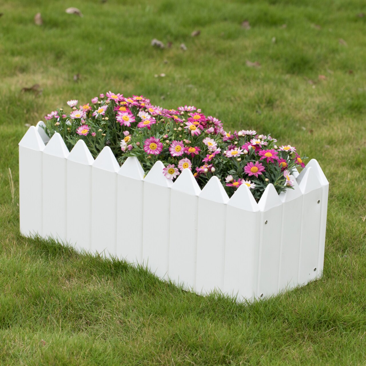 Gardenised White Vinyl Raised Planter Box 35.5"X15.75" Screwless Garden Bed